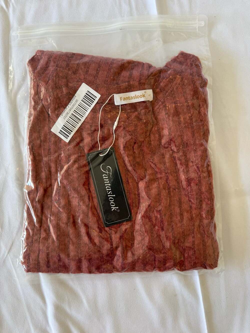 Fantaslook Ribbed Textured Long Sleeve Top Caramel Size L